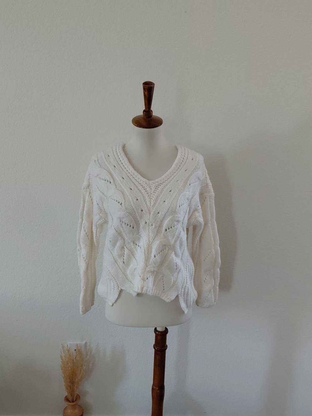 Anthropologie Ramona Chunky Cable Knit V-neck Sweater